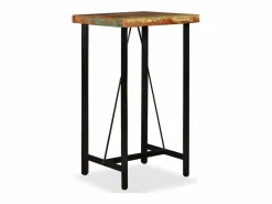 Mesa y 2 taburetes bar madera maciza reciclada cuero real lona^vidaxl New