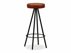 Mesa y 2 taburetes bar madera maciza reciclada cuero real lona^vidaxl New