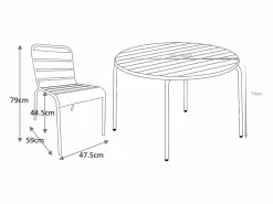 MYLIA Comedores De Jardín|Mesa y sillas de jardín de metal mesa y 6 sillas apilables - MIRMANDE de