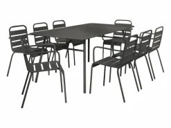 MYLIA Mesa y sillas de jardín de metal mesa y 8 sillas apilables - MIRMANDE de Gris antracita Sale