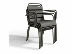 MYLIA Mesa y sillas de jardín de metal mesa y 8 sillas apilables - MIRMANDE de Gris antracita Sale