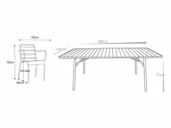 MYLIA Mesa y sillas de jardín de metal mesa y 8 sillas apilables - MIRMANDE de Gris antracita Sale