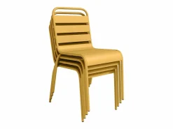 MYLIA Comedores De Jardín|Mesa y sillas de jardín de metal - una mesa D.110cm y 4 sillas - Amarillo - MIRMANDE