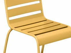 MYLIA Comedores De Jardín|Mesa y sillas de jardín de metal - una mesa D.110cm y 4 sillas - Amarillo - MIRMANDE