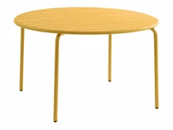 MYLIA Comedores De Jardín|Mesa y sillas de jardín de metal - una mesa D.110cm y 4 sillas - Amarillo - MIRMANDE