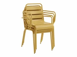 Mesa y sillas de jardín metal una mesa D.110cm y 4 sillas apilables - Amarillo - MIRMANDE^MYLIA New