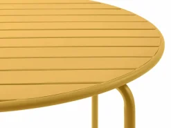 Mesa y sillas de jardín metal una mesa D.110cm y 4 sillas apilables - Amarillo - MIRMANDE^MYLIA New
