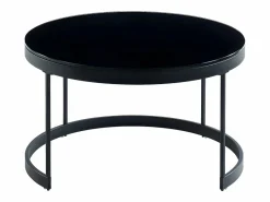 Vente-unique Mesa De Centro|Mesas centro apilables Cristal templado metal negro BILLIE