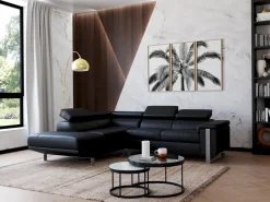 Vente-unique Mesa De Centro|Mesas centro apilables Cristal templado metal negro BILLIE