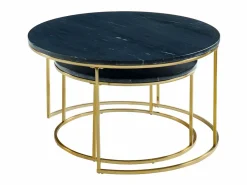 Vente-unique Mesas centro apilables Mármol y metal Negro ANGELA Negro / Dorado Best