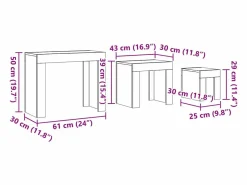 Mesas de centro apilables 3 unidades madera de ingeniería envejecida^Clicnbuy Sale