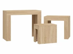 vidaxl Mesas de centro apilables 3 piezas contrachapada roble Sonoma Color natural claro Online