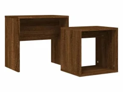 Clicnbuy Mesa De Centro|Mesas de centro apilables 2 piezas madera ingeniería roble marrón