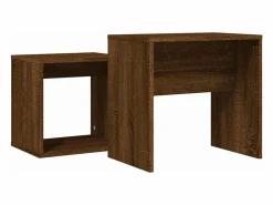 Clicnbuy Mesa De Centro|Mesas de centro apilables 2 piezas madera ingeniería roble marrón