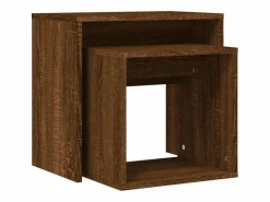 Clicnbuy Mesa De Centro|Mesas de centro apilables 2 piezas madera ingeniería roble marrón