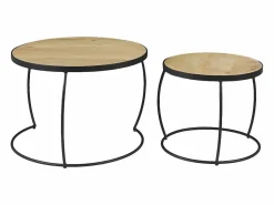 Miliboo Mesas nido mango y metal BARREL Color natural claro Discount