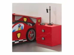 Vipack Mesilla de noche de coche de carreras de madera lacada en Cara Rojo Discount