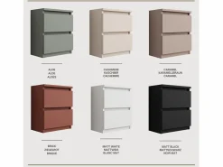 Muebles Niño|Mesilla de noche de pie con dos cajones – 45 × 36 × 36 cm – color: cachemira