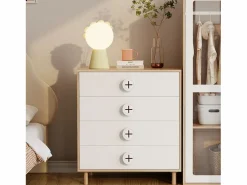 Mesilla de noche infantil - 80 x 54 x 90 cm - con 4 cajones - cómoda de dormitorio - MDF + aglomerado -^Merax Sale