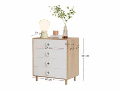 Mesilla de noche infantil - 80 x 54 x 90 cm - con 4 cajones - cómoda de dormitorio - MDF + aglomerado -^Merax Sale