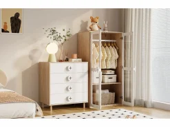 Mesilla de noche infantil - 80 x 54 x 90 cm - con 4 cajones - cómoda de dormitorio - MDF + aglomerado -^Merax Sale