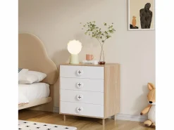 Mesilla de noche infantil - 80 x 54 x 90 cm - con 4 cajones - cómoda de dormitorio - MDF + aglomerado -^Merax Sale