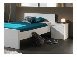 Mesilla de noche Lara de 2 cajones de madera lacada en^Vipack Outlet
