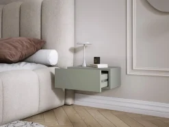 Muebles Niño|Mesilla de noche suspendida con cajón – frente liso – color: aloe , 40 x 20 x 16 cm