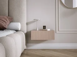 Mesilla de noche suspendida con cajón – frente ranurado, color: marrón caramelo, 40 x 20 x 16 cm Marru00f3n Outlet