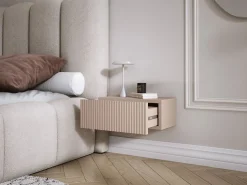 Mesilla de noche suspendida con cajón – frente ranurado, color: marrón caramelo, 40 x 20 x 16 cm Marru00f3n Outlet