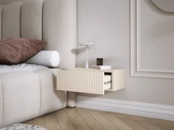 Mesilla de noche suspendida con cajón – frente ranurado, color: cachemira, 40 x 20 x 16 cm Beige
