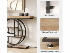 Tribesigns Consola|Mesita de entrada de 4 niveles detrás del sofá, mesita de salón estilo farmhouse de 105 cm para el salón, mesita de entrada para el vestíbulo