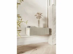 SELSEY Mesita de noche - 50 cm - suspendida - gris-beige - VELDIO Topo Clearance