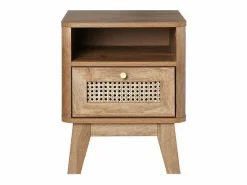 Calicosy Mesita de Noche 1 Cajón con Frente de Ratán y 1 Nicho L39 cm - PALMO Beige Sale