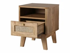 Calicosy Mesita de Noche 1 Cajón con Frente de Ratán y 1 Nicho L39 cm - PALMO Beige Sale