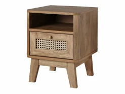 Calicosy Mesita de Noche 1 Cajón con Frente de Ratán y 1 Nicho L39 cm - PALMO Beige Sale