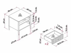Vente-unique Mesita de noche 2 cajones MDF y dorado - CALITARO Beige