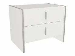 Vente-unique Mesita De Noche|Mesita de noche Art Déco con 2 cajones, blanca - CADEBA