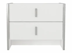 Vente-unique Mesita De Noche|Mesita de noche Art Déco con 2 cajones, blanca - CADEBA