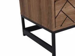 Vente-unique Mesita De Noche|Mesita de noche CARATANA con 1 cajón y 1 estante abierto en MDF y acero, acabado natural y negro -