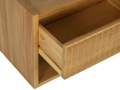 Vente-unique Mesita De Noche|Mesita de noche colgante con almacenamiento en madera de teca color natural - REVUKA