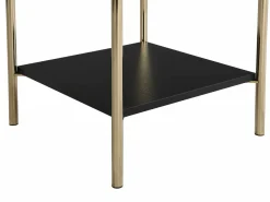 Vente-unique Mesita De Noche|Mesita de noche con 1 cajón MDF y metal en color negro y dorado - MILAVIA