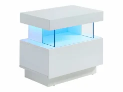 Vente-unique Mesita De Noche|Mesita de noche con 1 cajón y 1 hueco con LED, MDF lacado - FABIO II