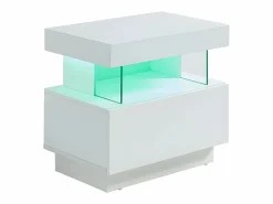 Vente-unique Mesita De Noche|Mesita de noche con 1 cajón y 1 hueco con LED, MDF lacado - FABIO II