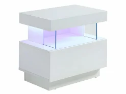 Vente-unique Mesita De Noche|Mesita de noche con 1 cajón y 1 hueco con LED, MDF lacado - FABIO II