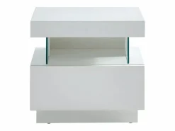 Vente-unique Mesita De Noche|Mesita de noche con 1 cajón y 1 hueco con LED, MDF lacado - FABIO II