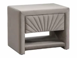 Vente-unique Mesita de noche con 1 cajón y 1 hueco en terciopelo - ULAMI Beige Outlet