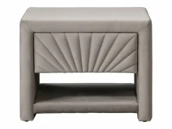 Vente-unique Mesita de noche con 1 cajón y 1 hueco en terciopelo - ULAMI Beige Outlet
