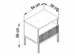 Vente-unique Mesita de noche con 1 cajón y 1 estante con LEDs en MDF y vidrio ahumado beige - OVILA Beige / Color natural claro Clearance