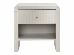 Vente-unique Mesita de noche con 1 cajón y 1 hueco MDF y dorado - MIRENALO Beige Sale